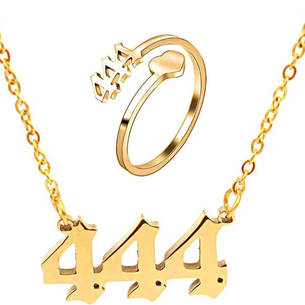 Angel Number Necklace, Dainty 18K Gold Plated Number 111 222 333 444 555 666 777